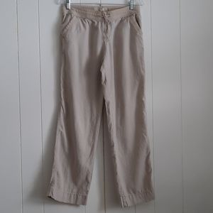 Sonoma ladies 8 linen blend tan tie waist pants